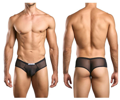 JUSTIN+SIMON Men's Underwear XSJ22 Cheek Briefs Color Black Mesh
