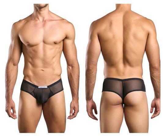 JUSTIN+SIMON Men's Underwear XSJ22 Cheek Briefs Color Black Mesh