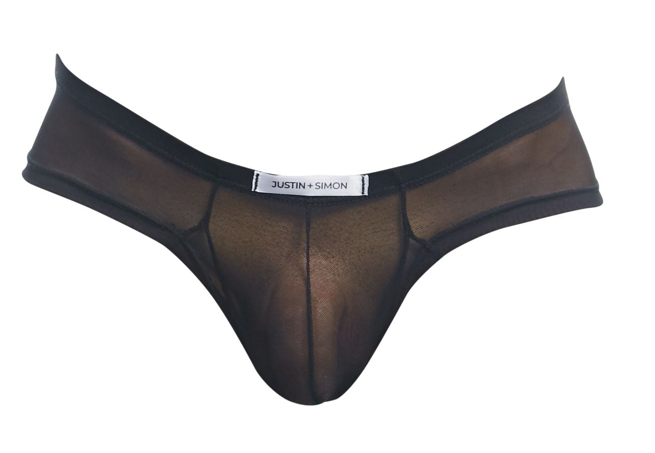 JUSTIN+SIMON Men's Underwear XSJ22 Cheek Briefs Color Black Mesh