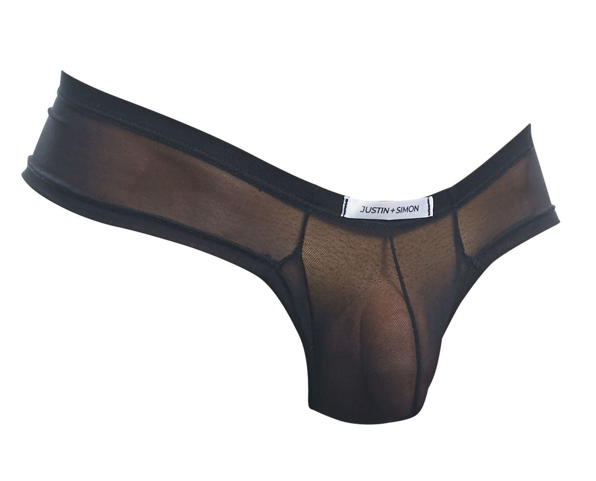 JUSTIN+SIMON Men's Underwear XSJ22 Cheek Briefs Color Black Mesh