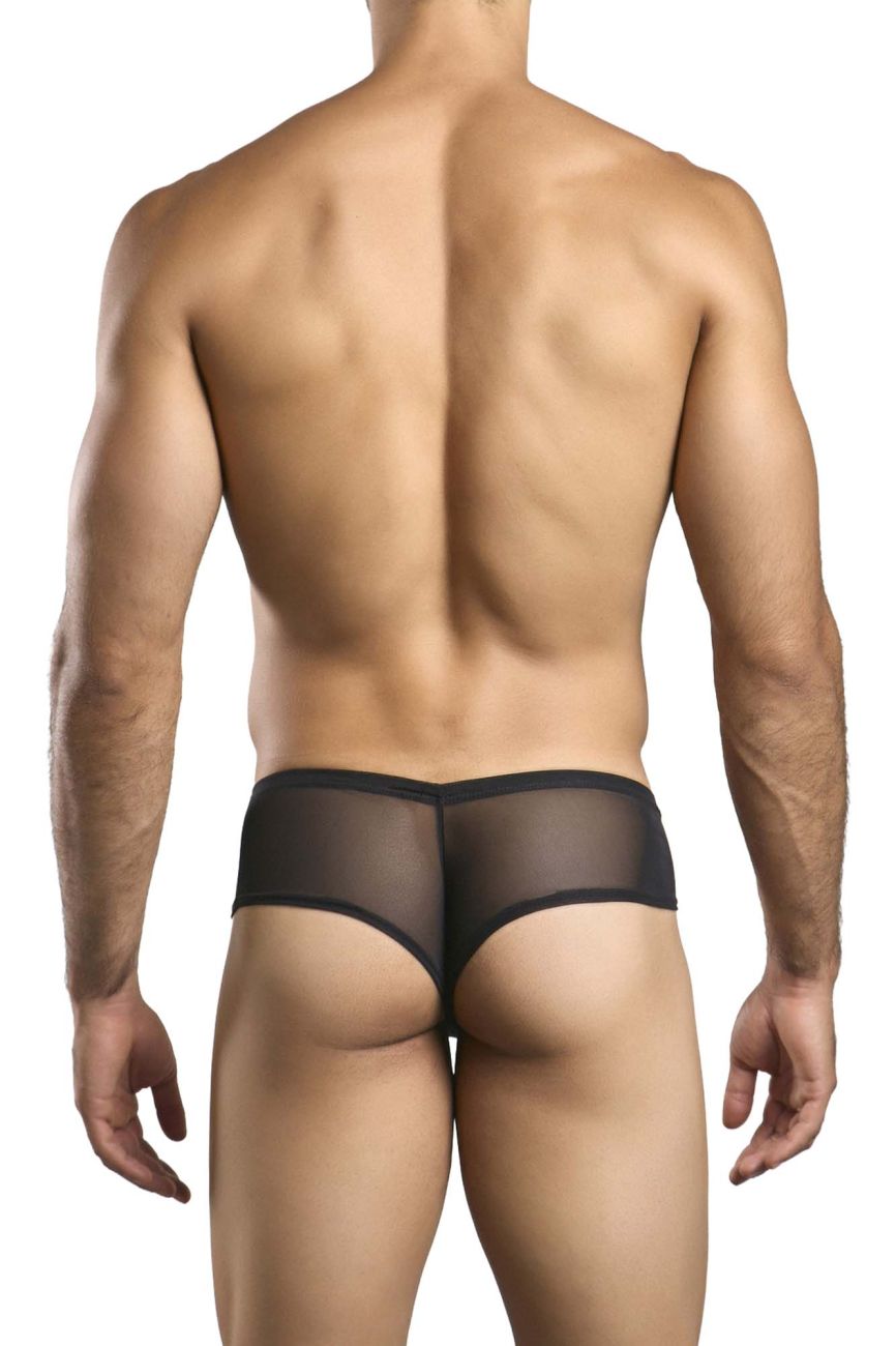 JUSTIN+SIMON Men's Underwear XSJ22 Cheek Briefs Color Black Mesh