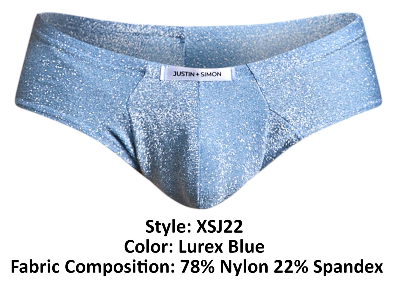 JUSTIN+SIMON Men's Underwear XSJ22 Cheek Briefs Color Lurex Blue