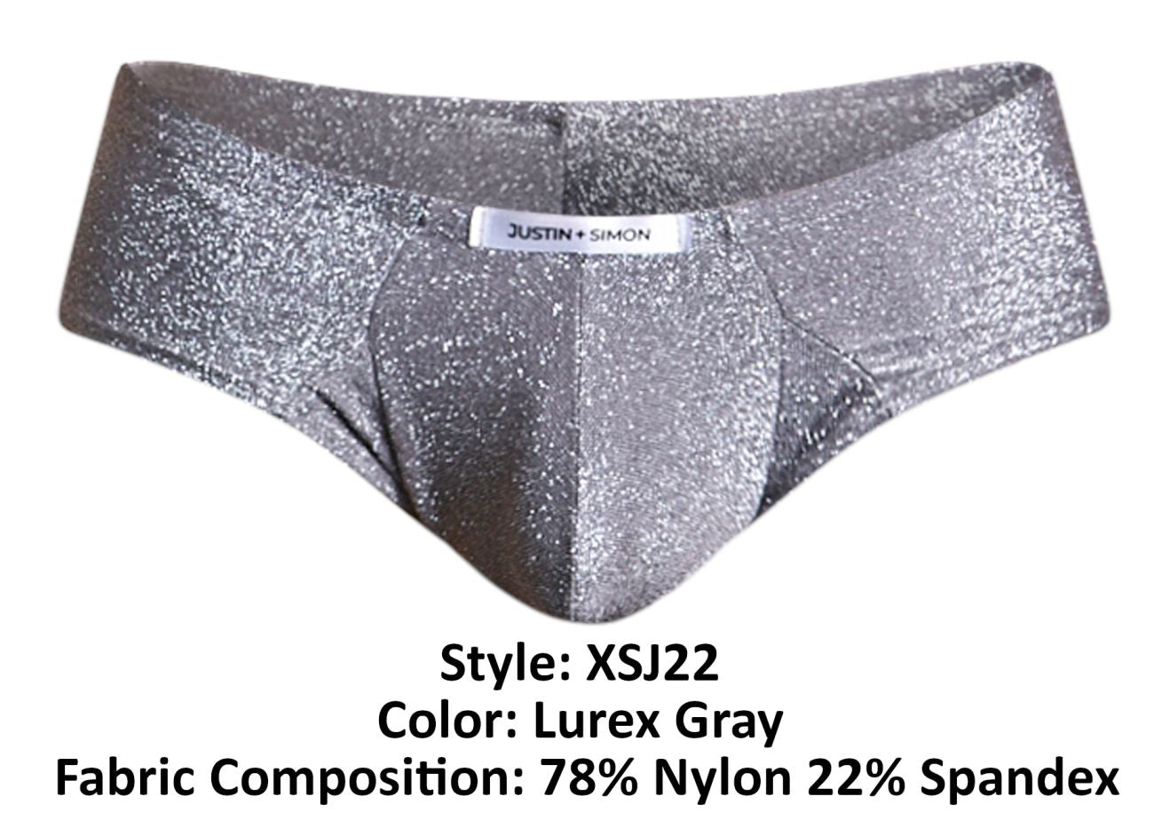 JUSTIN+SIMON Men's Underwear XSJ22 Cheek Briefs Color Lurex Gray