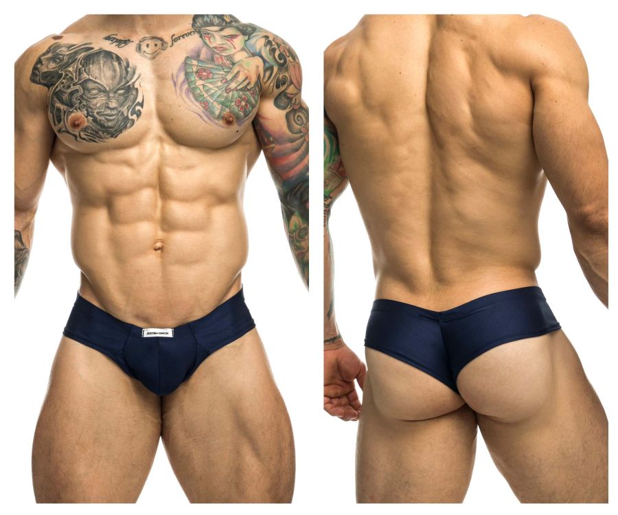 JUSTIN+SIMON Men's Underwear XSJ22 Cheek Briefs Color Navy