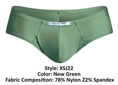 JUSTIN+SIMON Men's Underwear XSJ22 Cheek Briefs Color New Green