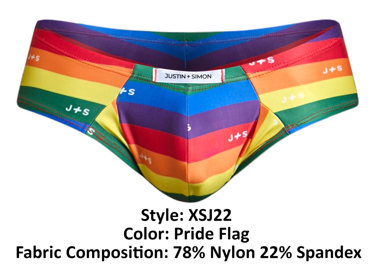 JUSTIN+SIMON Men's Underwear XSJ22 Cheek Briefs Color Pride Flag