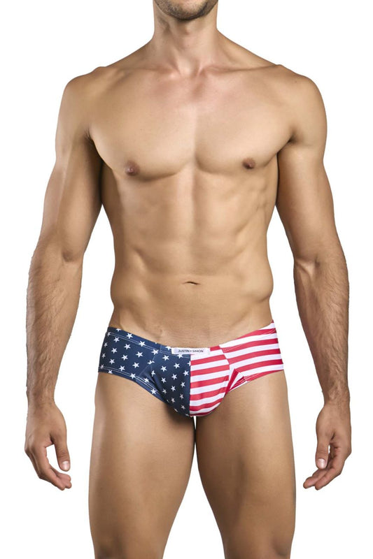 JUSTIN+SIMON Men's Underwear XSJ22 Cheek Briefs Color USA Flag
