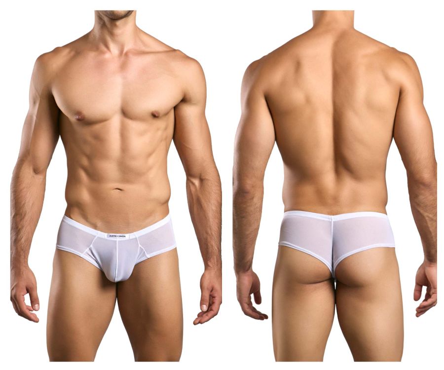JUSTIN+SIMON Men's Underwear XSJ22 Cheek Briefs Color White Mesh