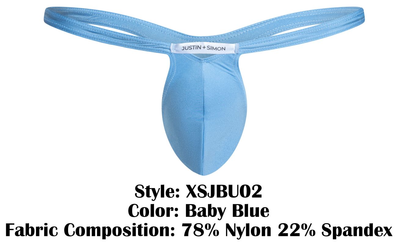 JUSTIN+SIMON Men's Underwear XSJBU02 Bulge Thongs Color Baby Blue