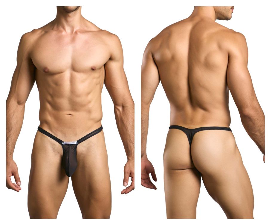 JUSTIN+SIMON Men's Underwear XSJBU02 Bulge Thongs Color Black Mesh