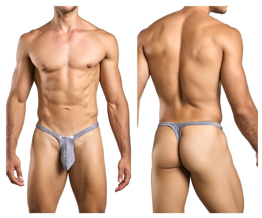 JUSTIN+SIMON Men's Underwear XSJBU02 Bulge Thongs Color Lurex Gray
