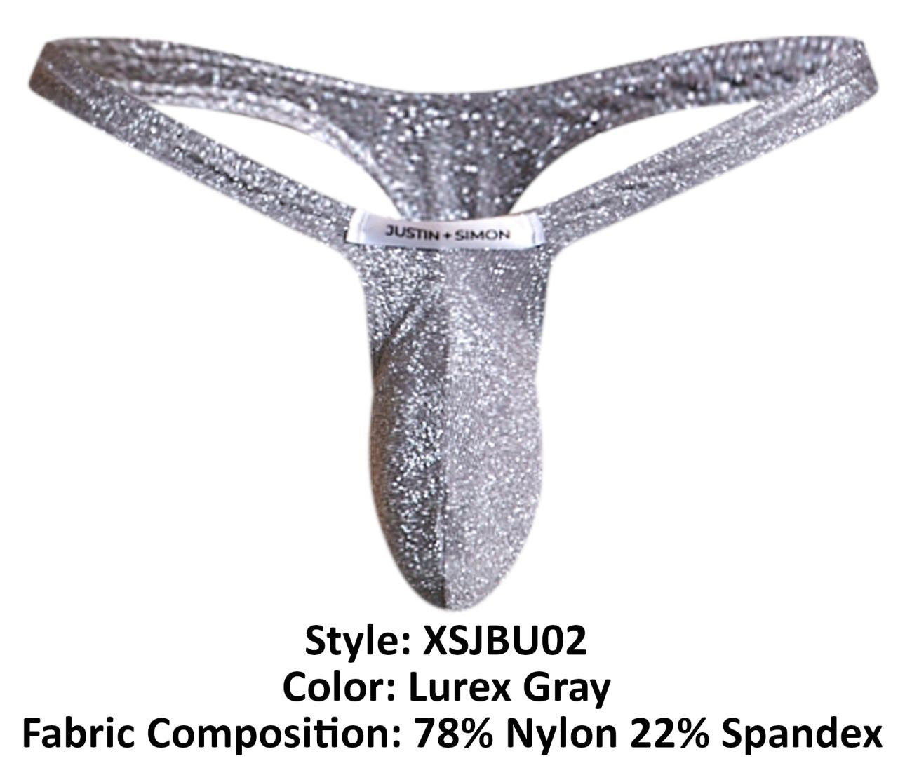 JUSTIN+SIMON Men's Underwear XSJBU02 Bulge Thongs Color Lurex Gray