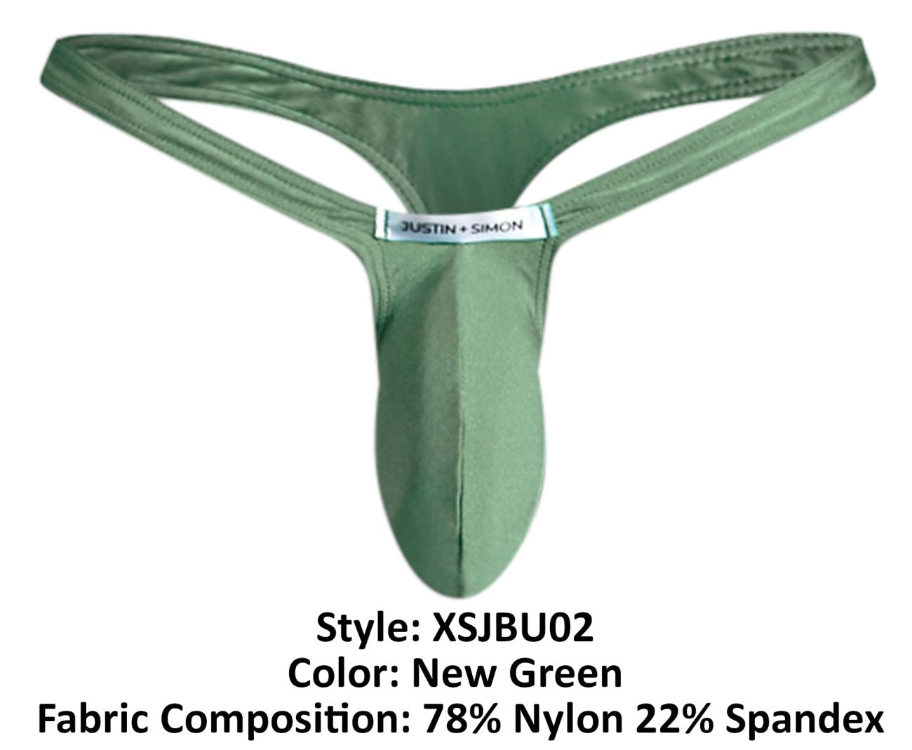 JUSTIN+SIMON Men's Underwear XSJBU02 Bulge Thongs Color New Green