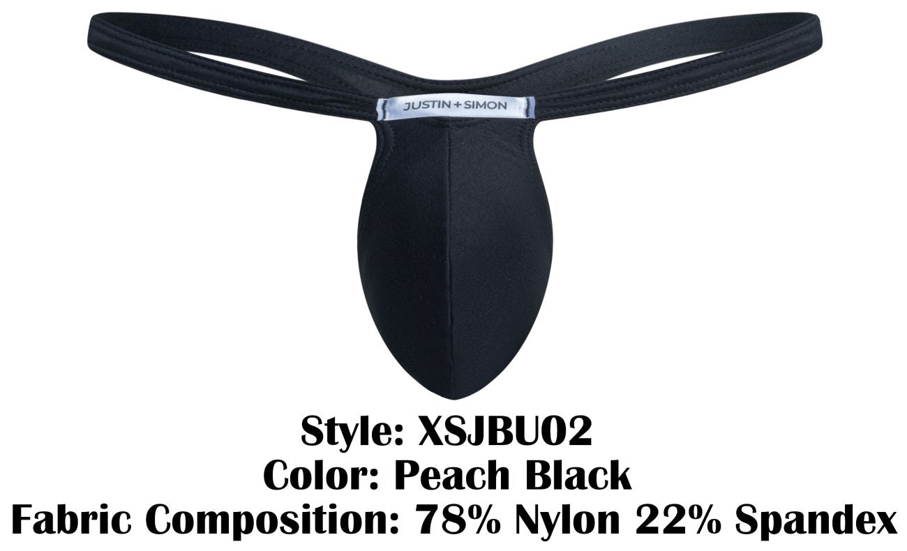 JUSTIN+SIMON Men's Underwear XSJBU02 Bulge Thongs Color Peach Black