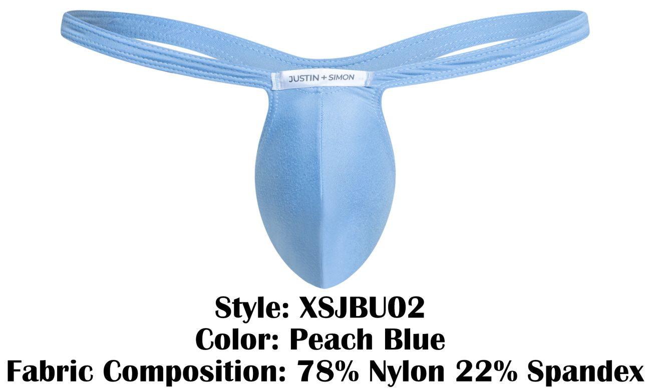 JUSTIN+SIMON Men's Underwear XSJBU02 Bulge Thongs Color Peach Blue