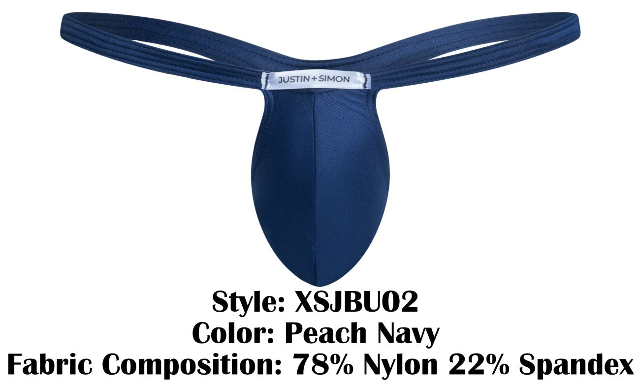 JUSTIN+SIMON Men's Underwear XSJBU02 Bulge Thongs Color Peach Navy