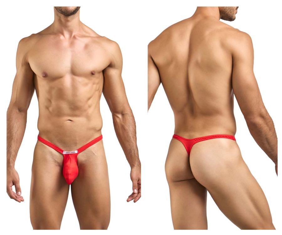 JUSTIN+SIMON Men's Underwear XSJBU02 Bulge Thongs Color Peach Red