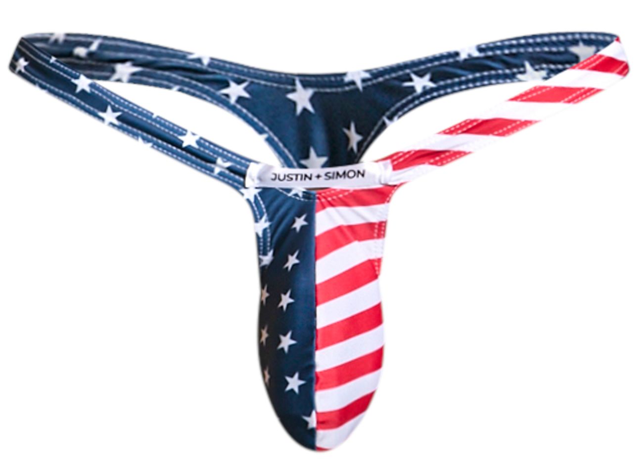 JUSTIN+SIMON Men's Underwear XSJBU02 Bulge Thongs Color USA Flag