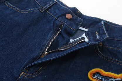Flame Burnout Distressed Denim Shorts – Bold, Streetwear-Inspired Design