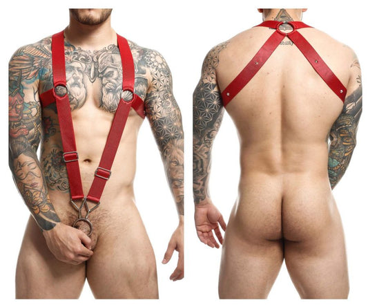 MaleBasics Men's Lingerie DMBL05 DNGEON Crossback Harness Color Cherry