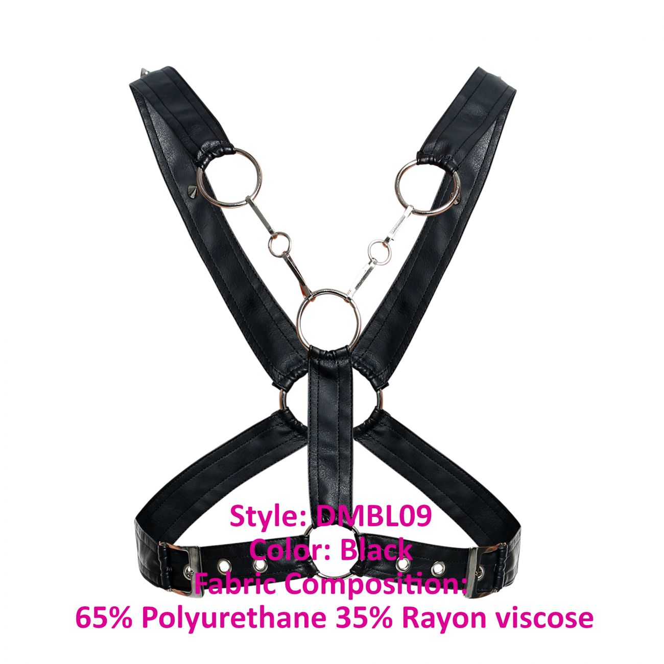 MaleBasics Men's Lingerie DMBL09 DNGEON Cross Chain Harness Color Black