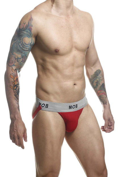 MaleBasics Men's Underwear MBL107 MOB Classic Fetish Jock 3 Inches Jockstrap Color Red