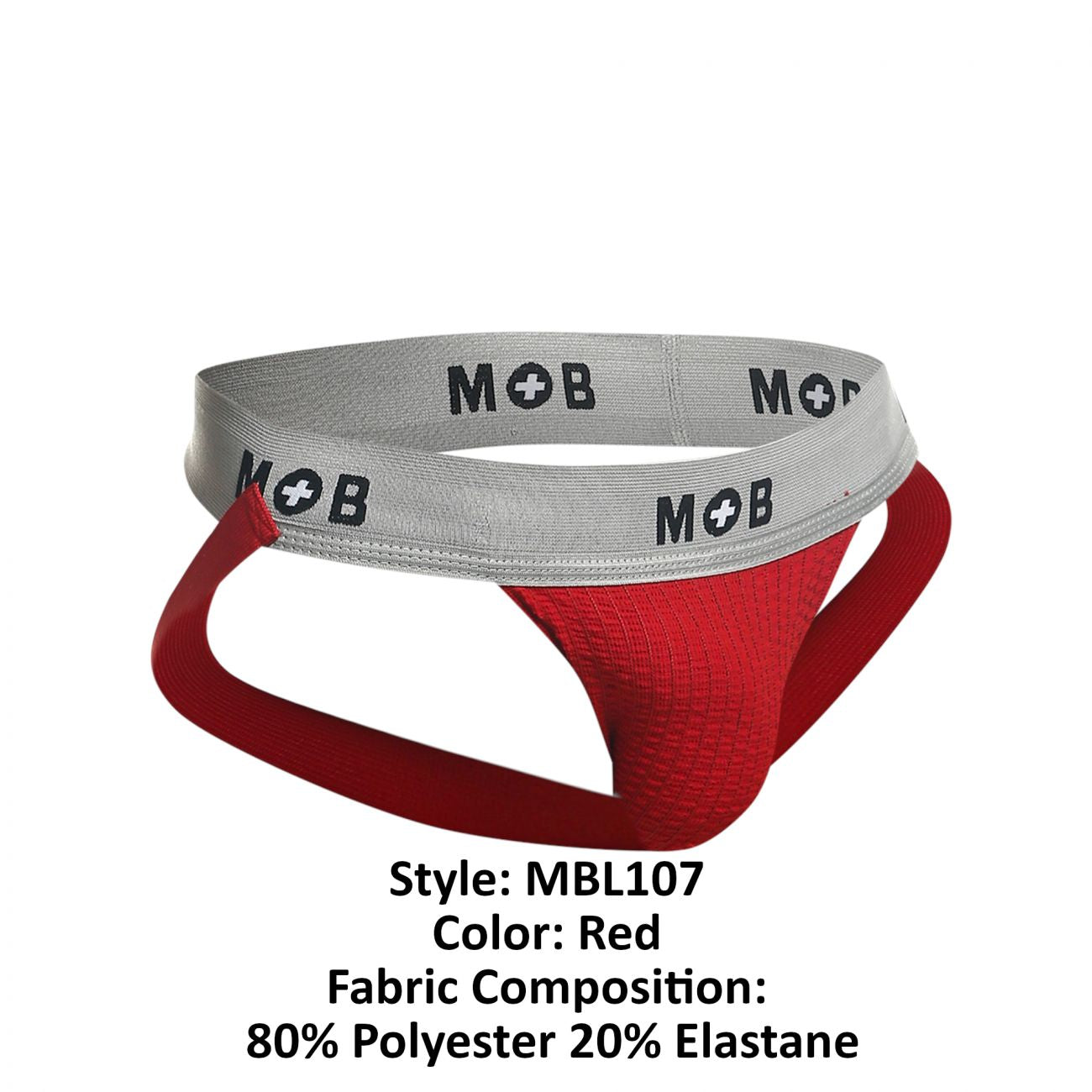MaleBasics Men's Underwear MBL107 MOB Classic Fetish Jock 3 Inches Jockstrap Color Red