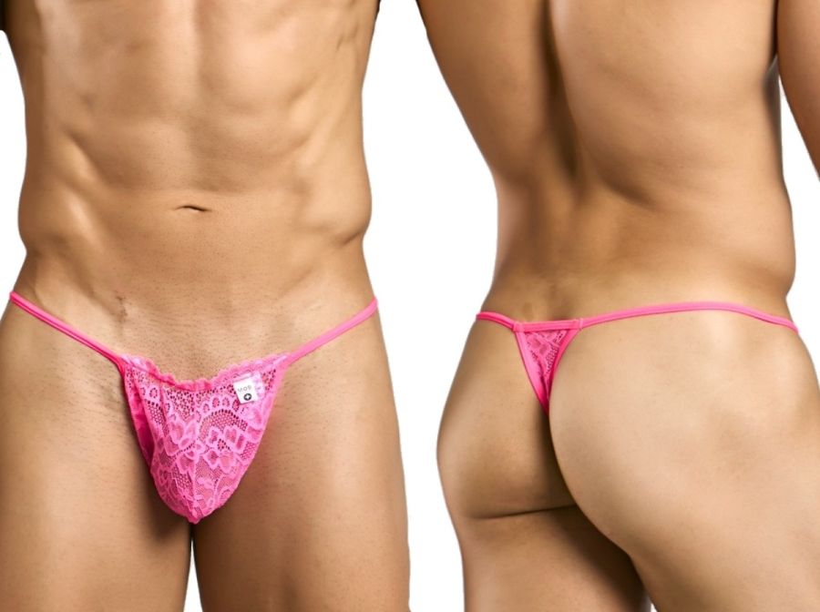 MaleBasics Men's Underwear MBL27 Lace Thongs Color Hot Pink