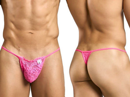 MaleBasics Men's Underwear MBL27 Lace Thongs Color Hot Pink