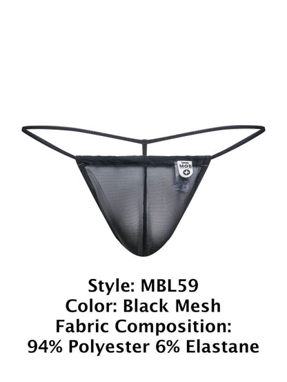 MaleBasics Men's Underwear MBL59 Mesh G-String Color Black Mesh