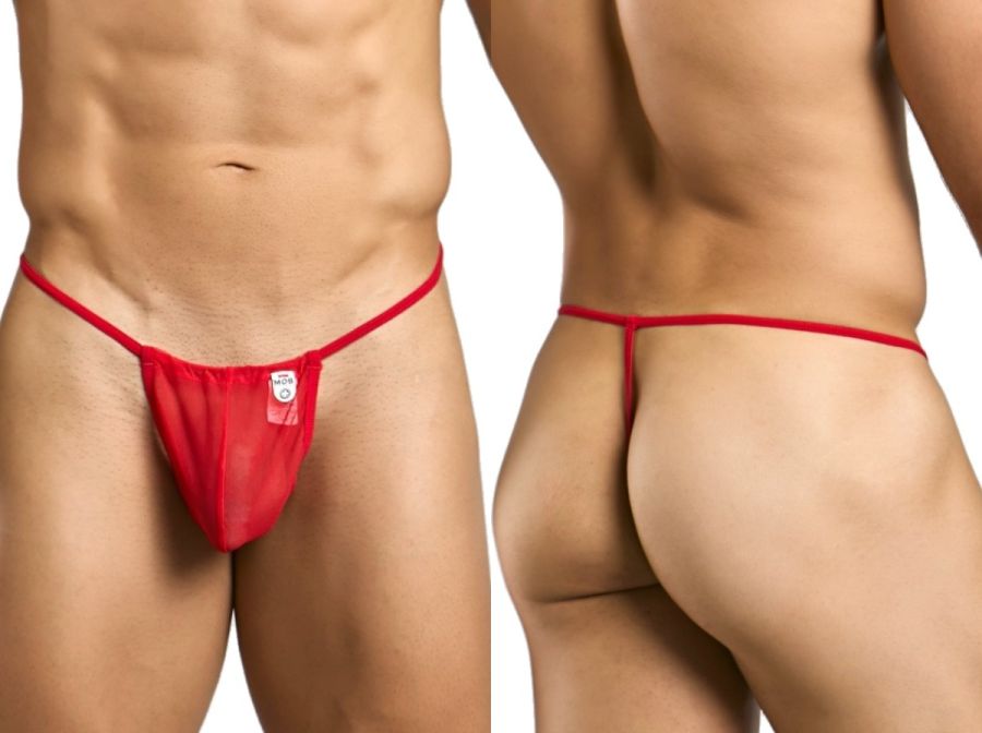MaleBasics Men's Underwear MBL59 Mesh G-String Color Red Mesh
