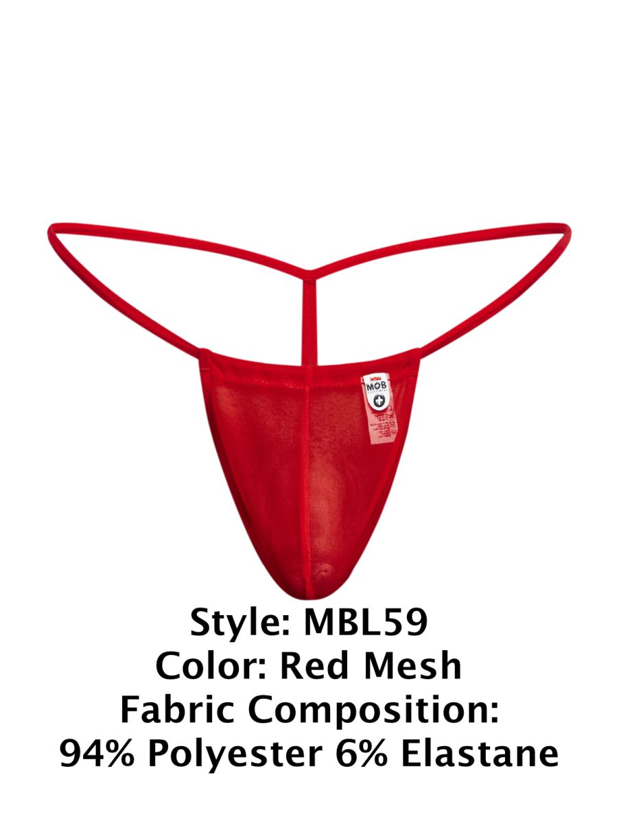 MaleBasics Men's Underwear MBL59 Mesh G-String Color Red Mesh