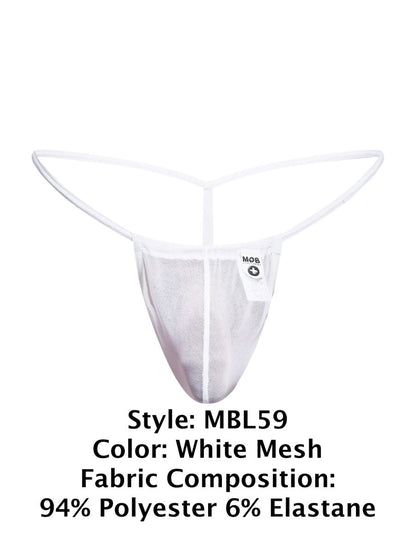 MaleBasics Men's Underwear MBL59 Mesh G-String Color White Mesh