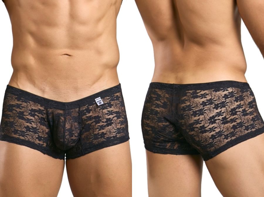 MaleBasics Men's Underwear MBL78 Lace Trunks Color Black Lace