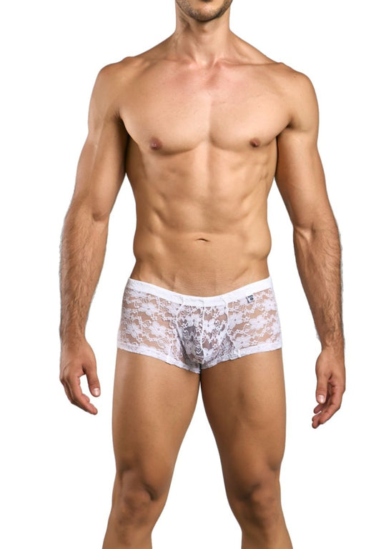 MaleBasics Men's Underwear MBL78 Lace Trunks Color White Lace