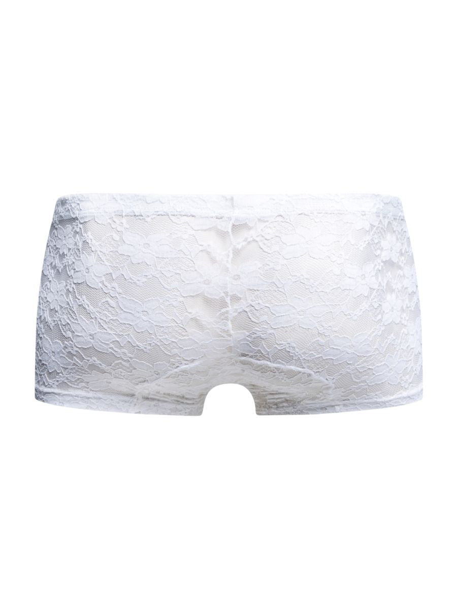 MaleBasics Men's Underwear MBL78 Lace Trunks Color White Lace