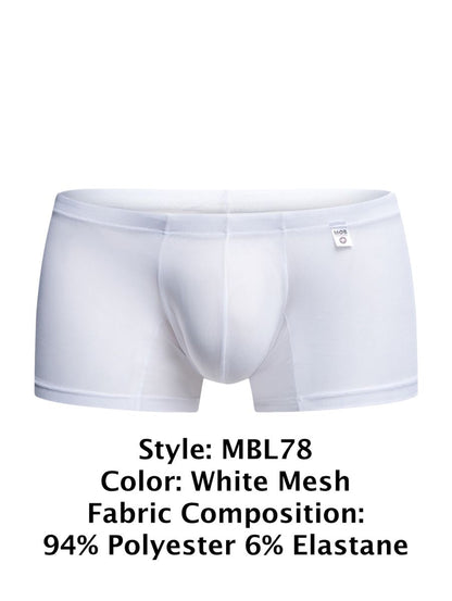 MaleBasics Men's Underwear MBL78 Lace Trunks Color White Mesh