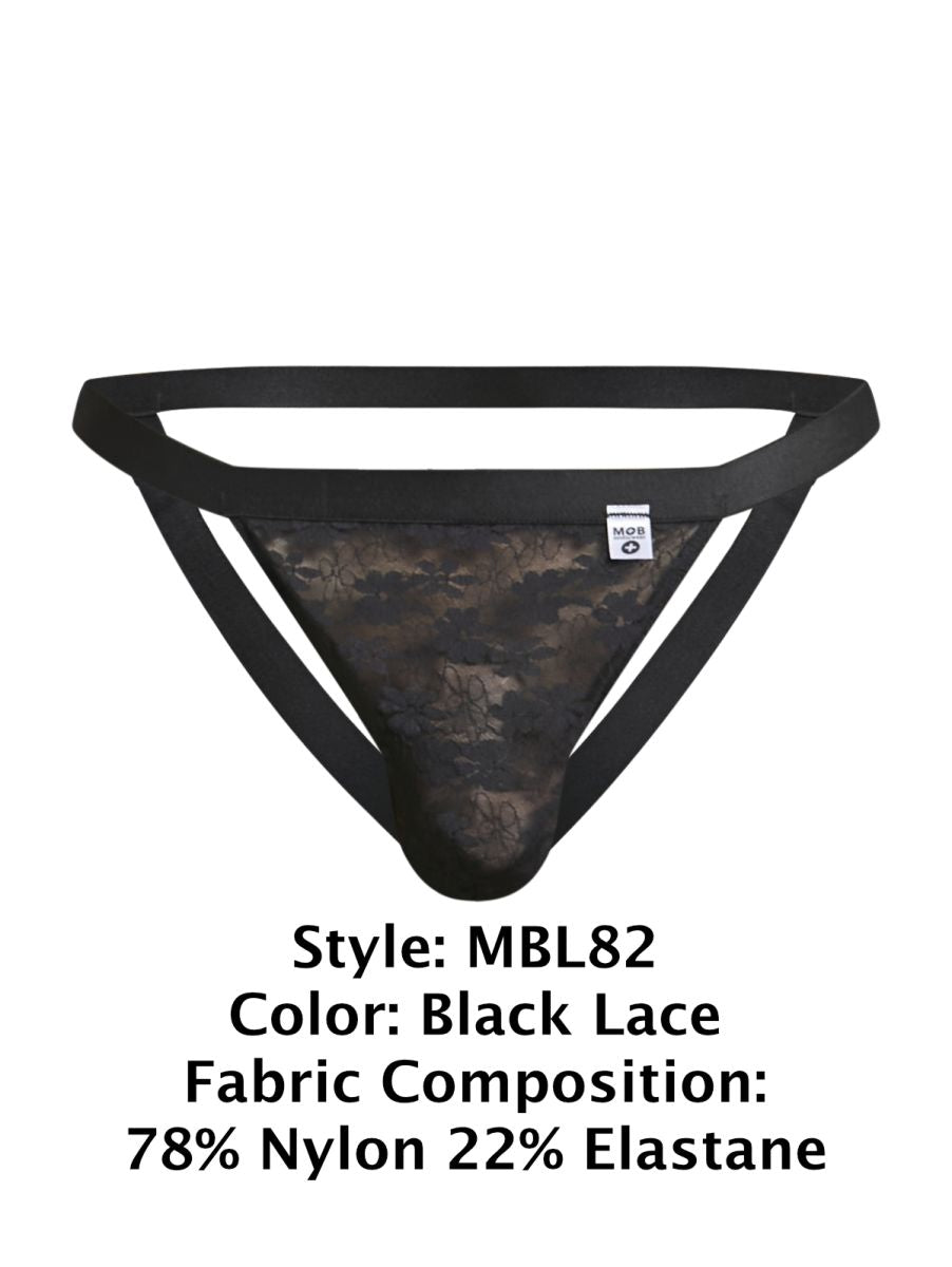 MaleBasics Men's Underwear MBL82 Sexy Jockstrap Color Black Lace