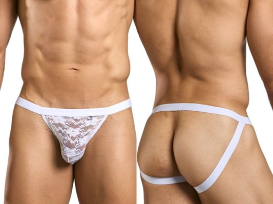 MaleBasics Men's Underwear MBL82 Sexy Jockstrap Color White Lace