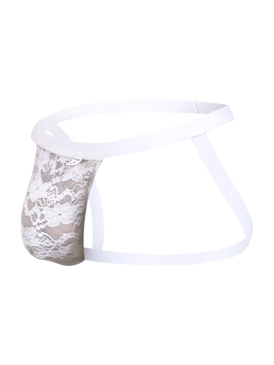 MaleBasics Men's Underwear MBL82 Sexy Jockstrap Color White Lace