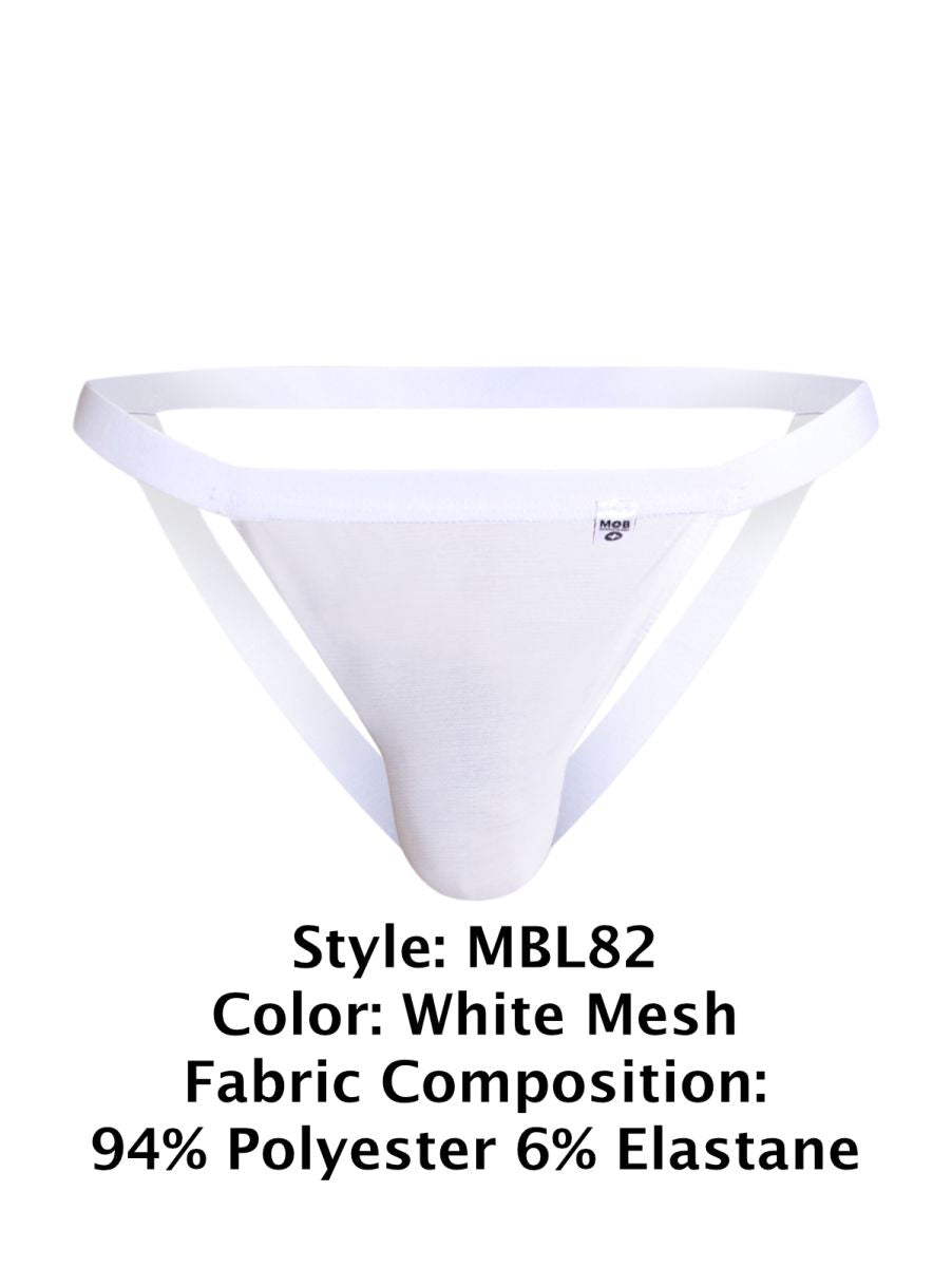 MaleBasics Men's Underwear MBL82 Sexy Jockstrap Color White Mesh
