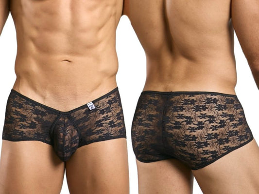 MaleBasics Men's Underwear MBL83 Loop Cheeky Trunks Color Black Lace