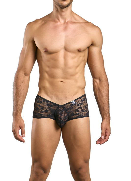 MaleBasics Men's Underwear MBL83 Loop Cheeky Trunks Color Black Lace