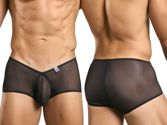 MaleBasics Men's Underwear MBL83 Loop Cheeky Trunks Color Black Mesh