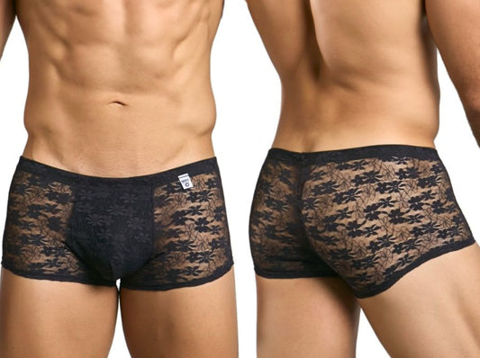 MaleBasics Men's Underwear MBL84 Classic Pouch Trunks Color Black Lace