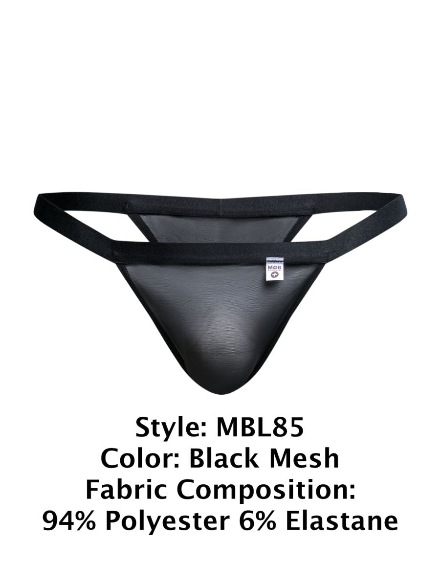 MaleBasics Men's Underwear MBL85 Y Sexy Thongs Color Black Mesh