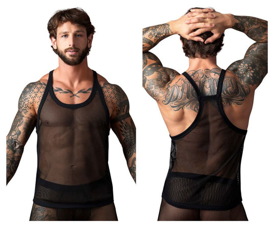 Male Power Men's Underwear 110-11C Fishnet 2 Tank Top Color Black