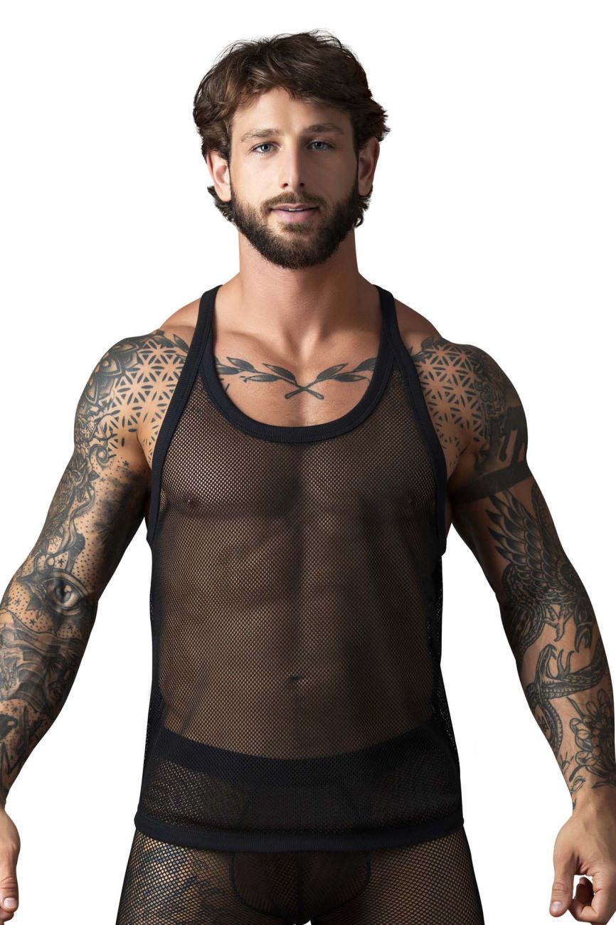 Male Power Men's Underwear 110-11C Fishnet 2 Tank Top Color Black