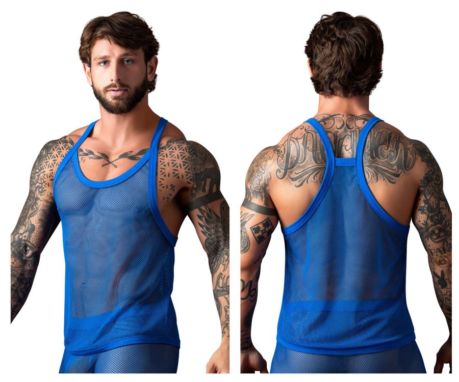 Male Power Men's Underwear 110-11C Fishnet 2 Tank Top Color Royal