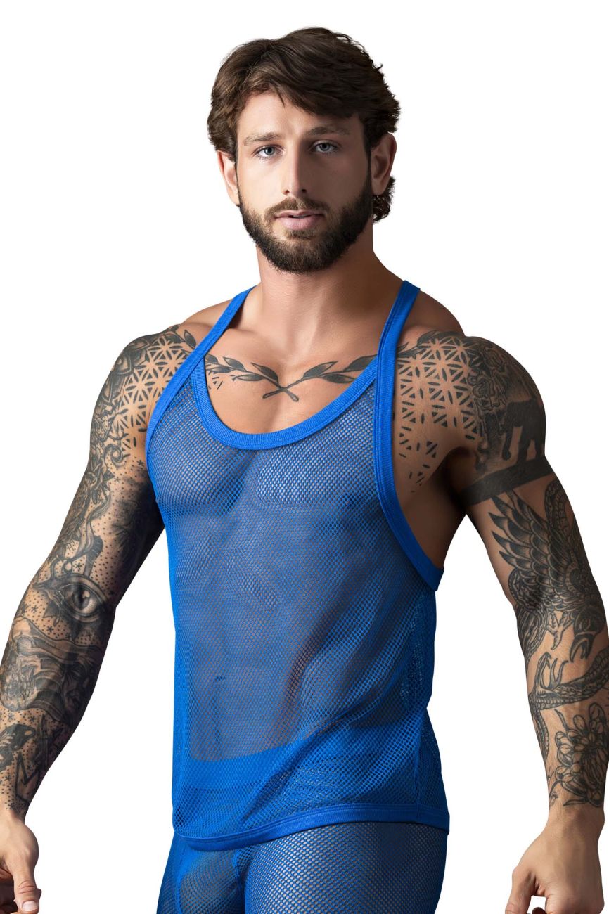 Male Power Men's Underwear 110-11C Fishnet 2 Tank Top Color Royal